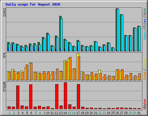 Daily usage for August 2026